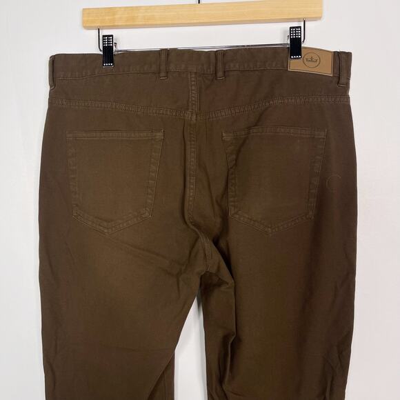Peter Millar Size 35 Dark Brown Canvas Five Pocket Stretch Pants Cotton Straight - Picture 5 of 10